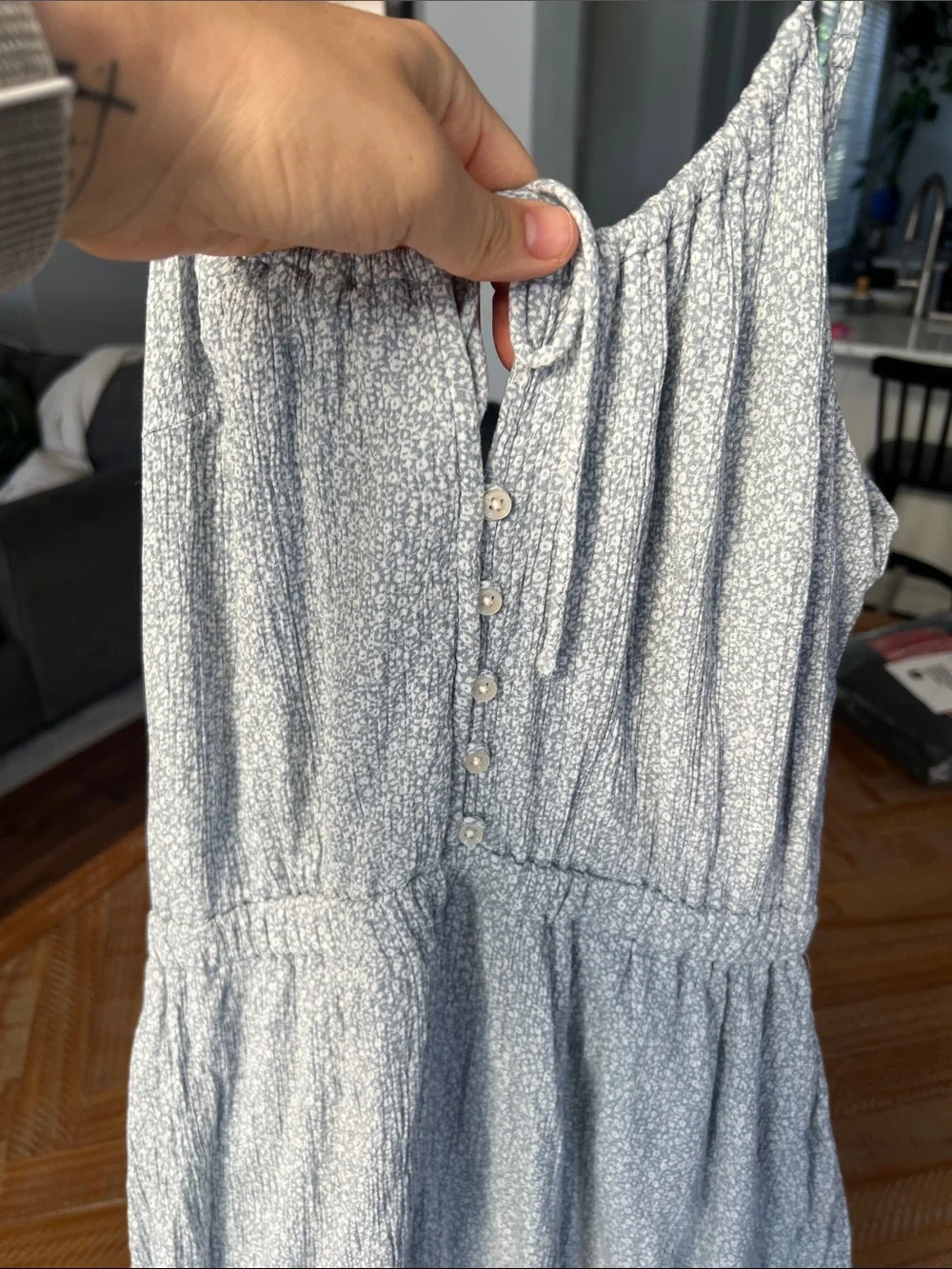 Abercrombie & fitch Light Blue Floral Maxi Sundress with Spaghetti Straps